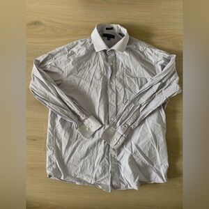 Tommy Hilfiger Men's Black and White Striped Dress Shirt Size L